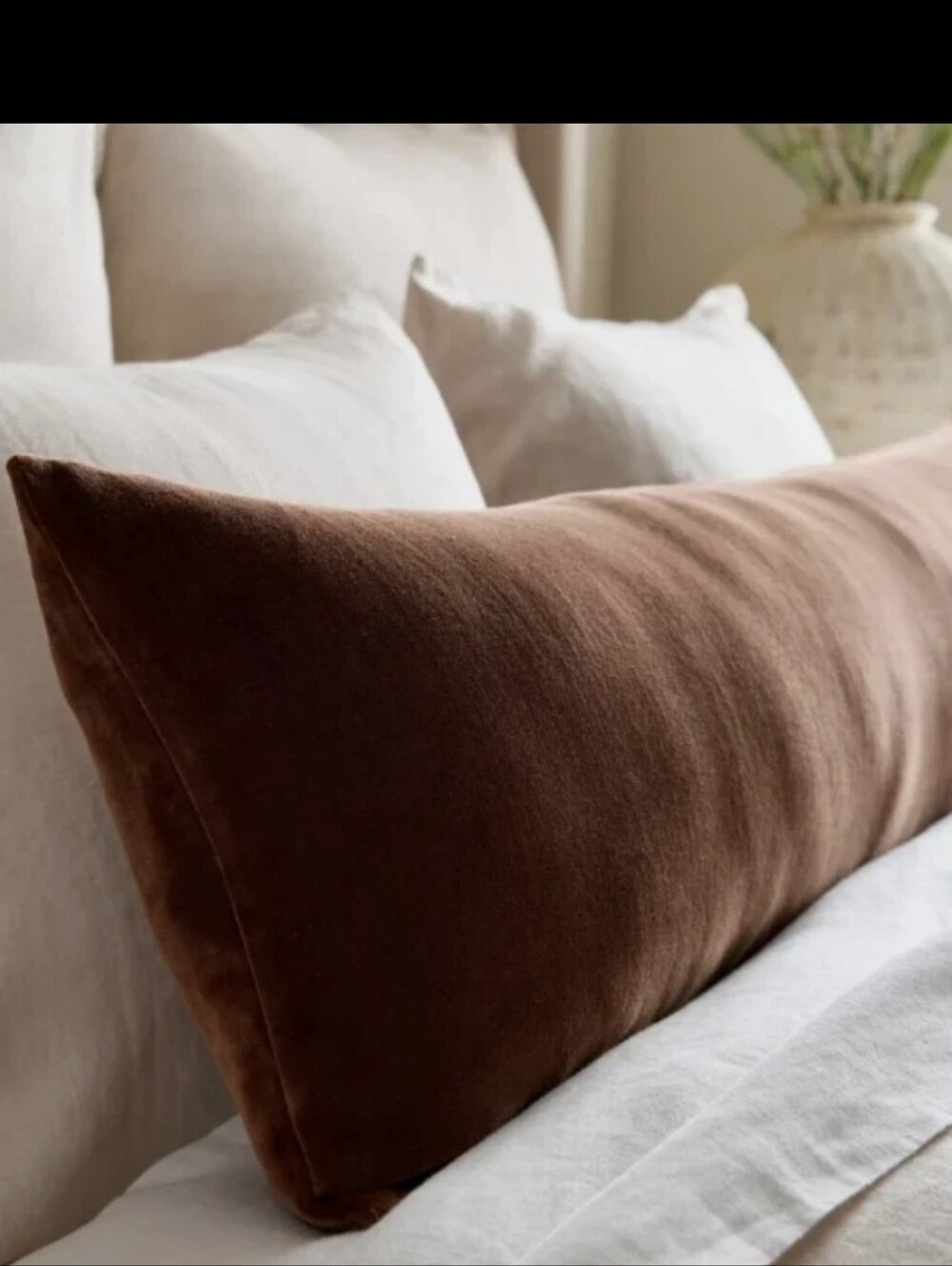 NWT Quince 12x48 Cotton Velvet Chestnut Brown Oversized Lumbar Pillow Cover